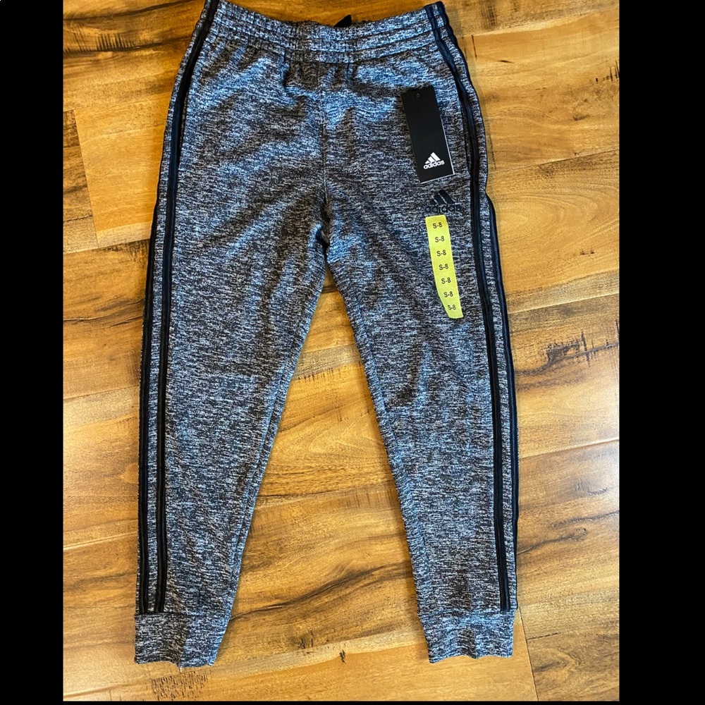 Child S (8) Adidas black grey joggers